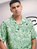 Disney By Highlander Men Green Donald Duck Printed Relaxed Fit Casual Shirt - Green - Image 1