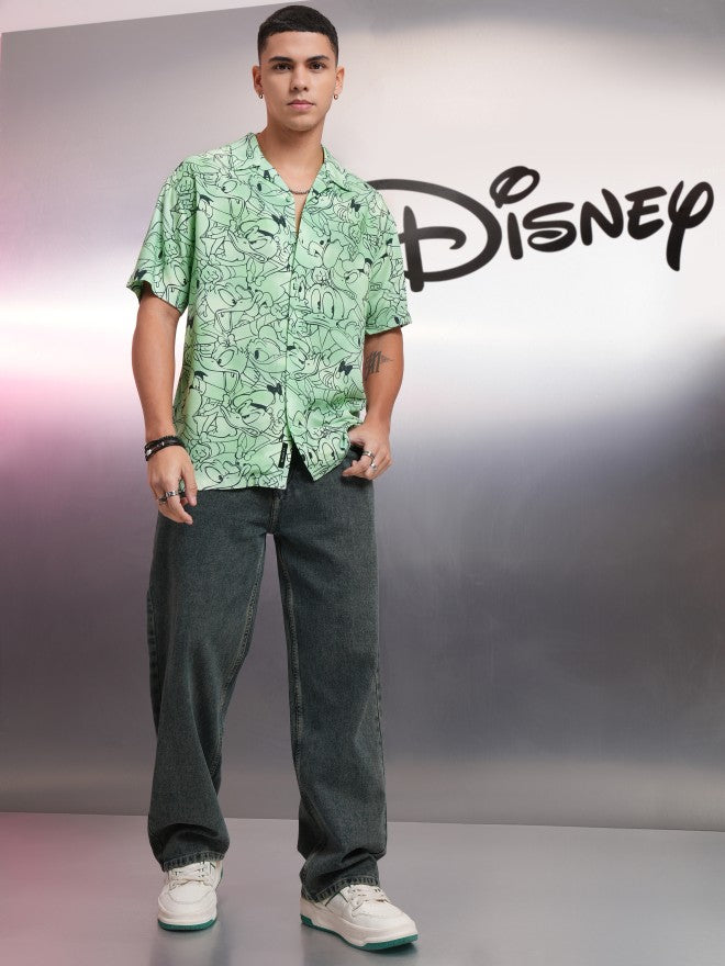 Disney By Highlander Men Green Donald Duck Printed Relaxed Fit Casual Shirt - Green - Image 2