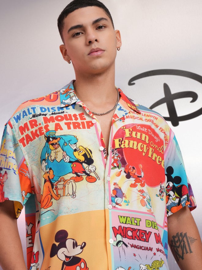 Disney By Highlander Men Multi Mickey And Friends Printed Relaxed Fit Casual Shirt - Multi - Image 1