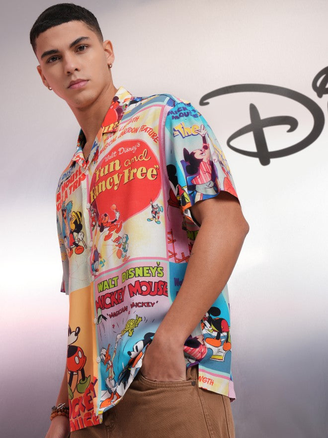 Disney By Highlander Men Multi Mickey And Friends Printed Relaxed Fit Casual Shirt - Multi - Image 4