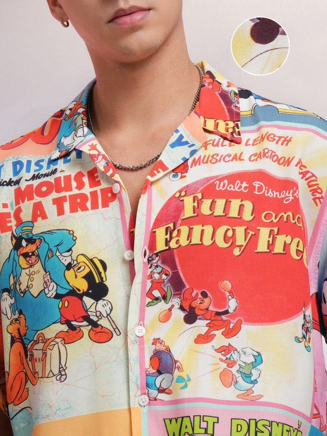 Disney By Highlander Men Multi Mickey And Friends Printed Relaxed Fit Casual Shirt - Multi - Image 5