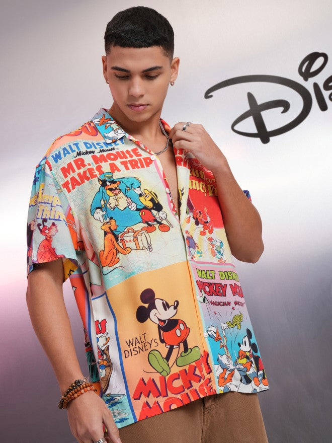 Disney By Highlander Men Multi Mickey And Friends Printed Relaxed Fit Casual Shirt - Multi - Image 6