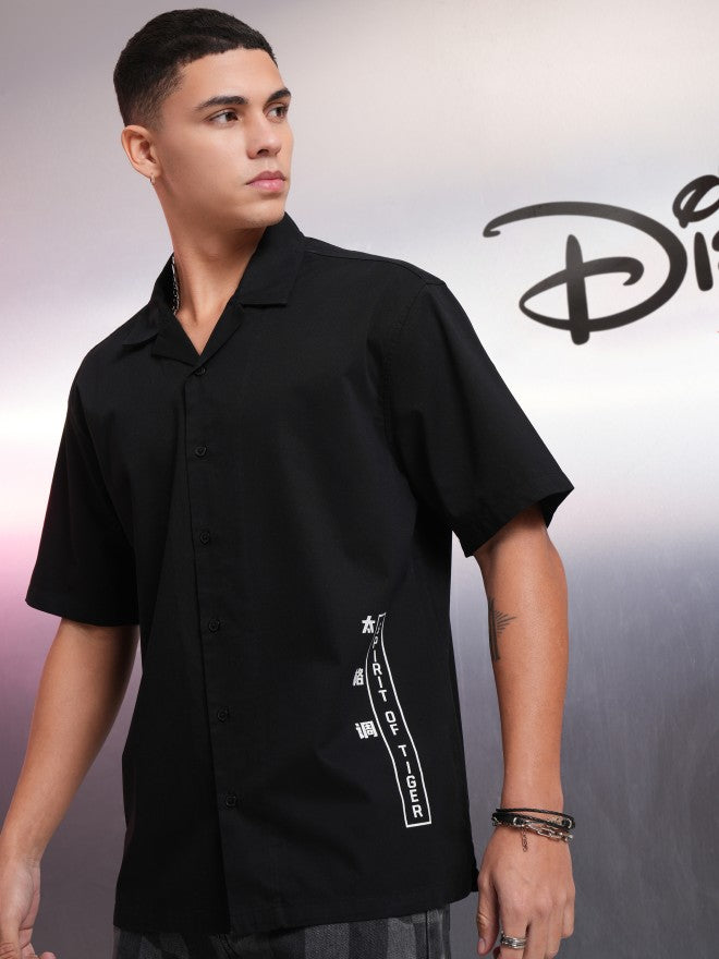Disney By Highlander Men Black Mickey Mouse Printed Relaxed Fit Casual Shirt - Black - Image 4