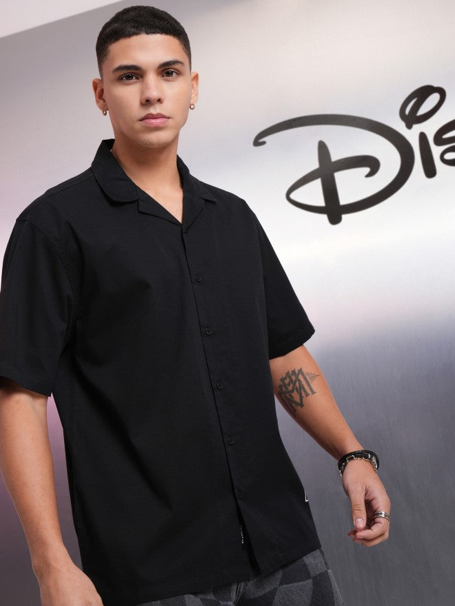 Disney By Highlander Men Black Mickey Mouse Printed Relaxed Fit Casual Shirt - Black - Image 6