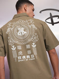 Disney By Highlander Men Khaki Mickey Mouse Printed Relaxed Fit Casual Shirt - Khaki - Image 1