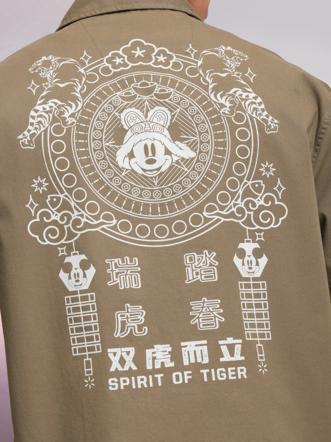 Disney By Highlander Men Khaki Mickey Mouse Printed Relaxed Fit Casual Shirt - Khaki - Image 7