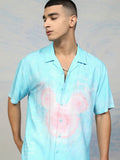 Disney By Highlander Men Blue Mickey Mouse Printed Relaxed Fit Casual Shirt - Blue - Image 1