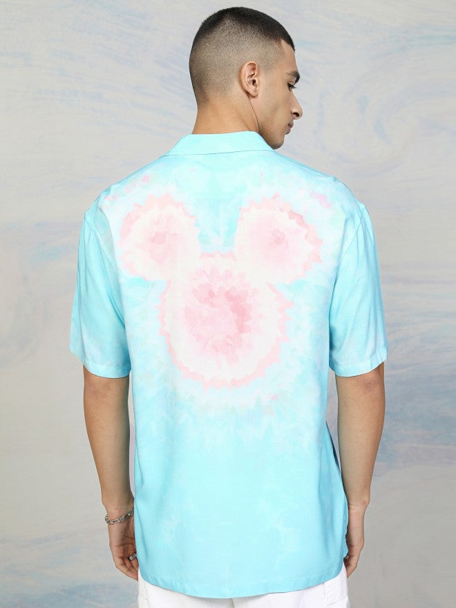 Disney By Highlander Men Blue Mickey Mouse Printed Relaxed Fit Casual Shirt - Blue - Image 3