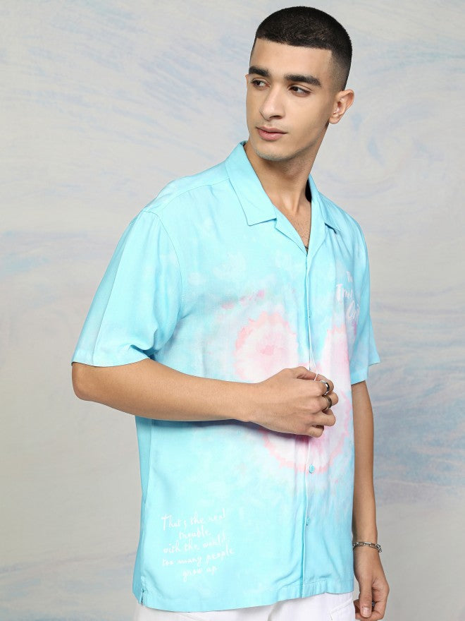 Disney By Highlander Men Blue Mickey Mouse Printed Relaxed Fit Casual Shirt - Blue - Image 6
