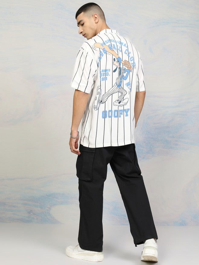 Disney By Highlander Men White Goofy Printed Relaxed Fit Casual Shirt - White - Image 2