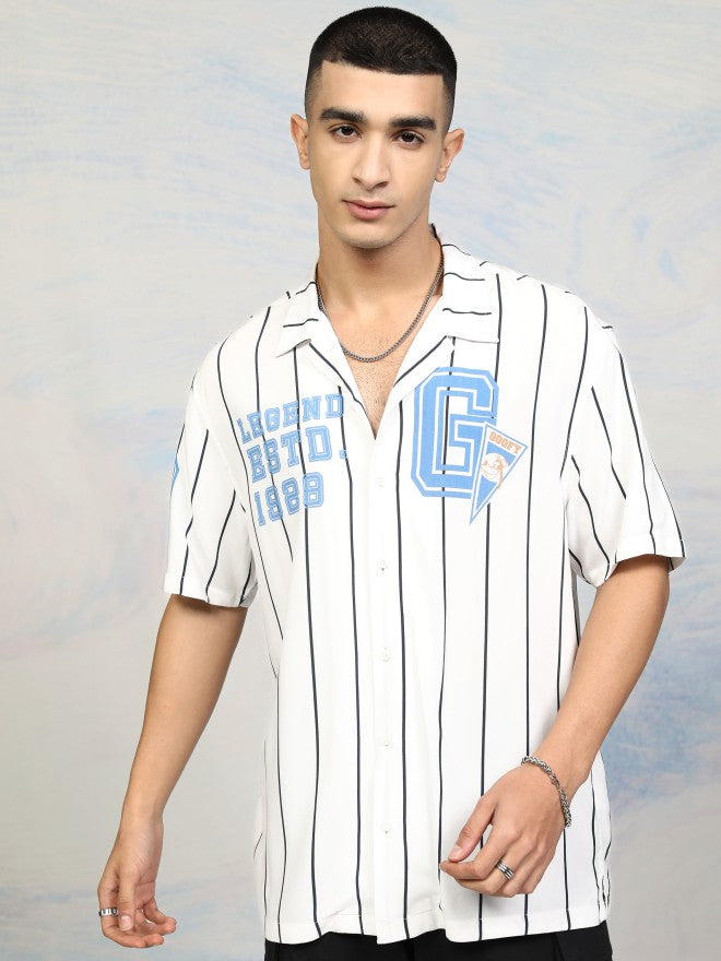 Disney By Highlander Men White Goofy Printed Relaxed Fit Casual Shirt - White - Image 3