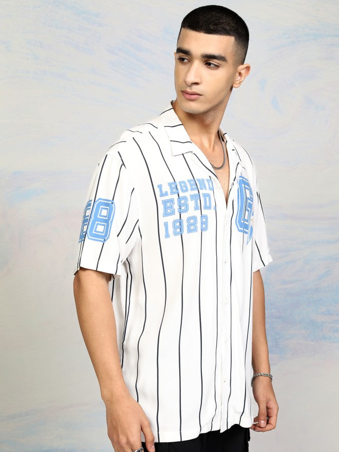 Disney By Highlander Men White Goofy Printed Relaxed Fit Casual Shirt - White - Image 6