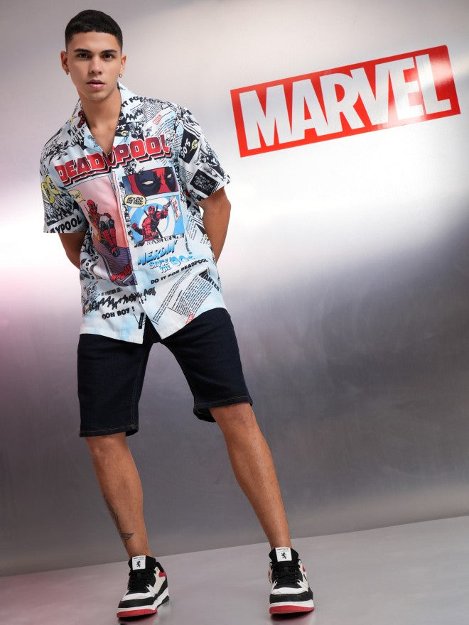Marvel By Highlander Men Multi Deadpool Printed Relaxed Fit Casual Shirt - Multi - Image 2