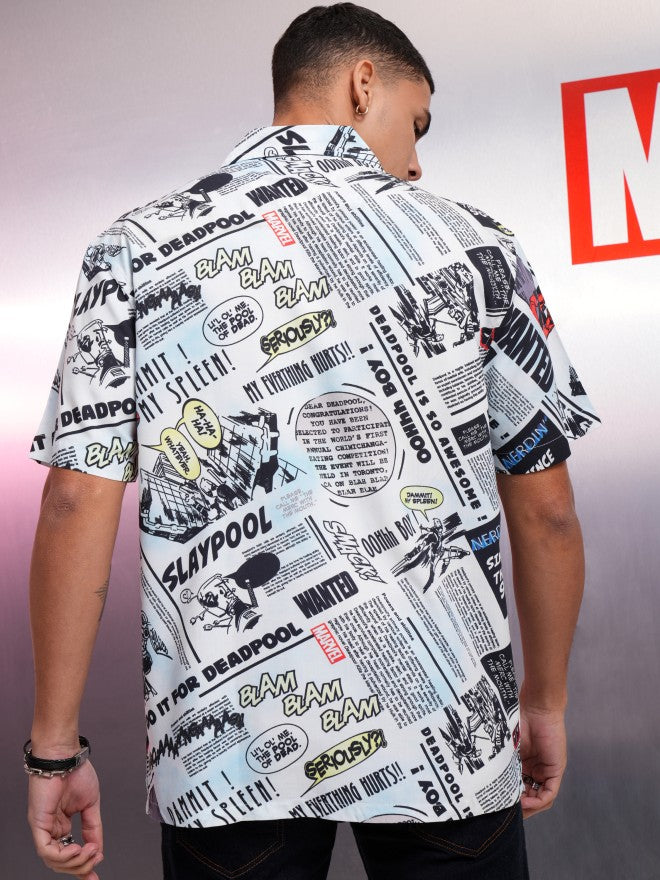 Marvel By Highlander Men Multi Deadpool Printed Relaxed Fit Casual Shirt - Multi - Image 3
