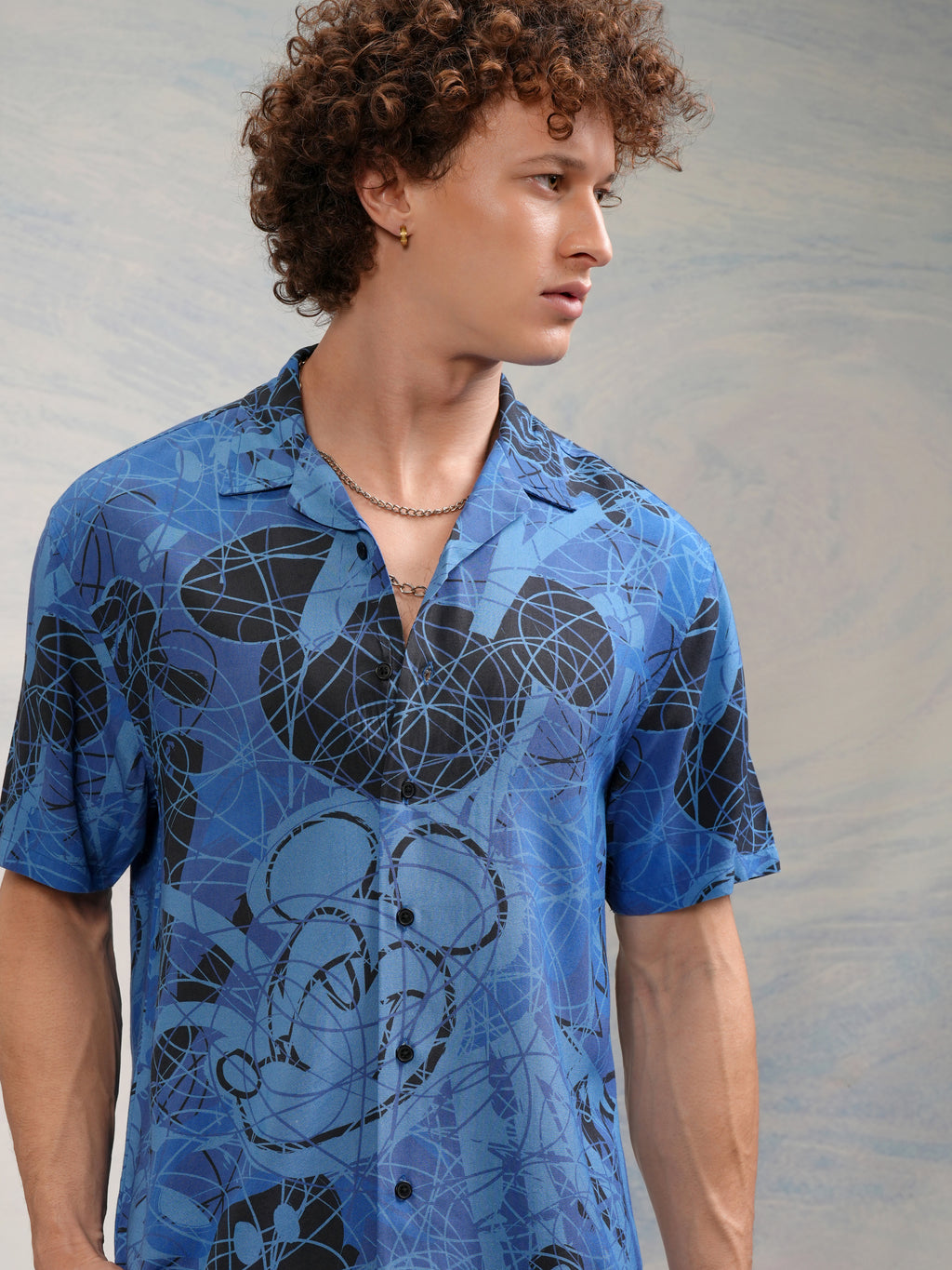 Disney By Highlander Men Blue Mickey Mouse Printed Relaxed Fit Casual Shirt - Blue - Image 2