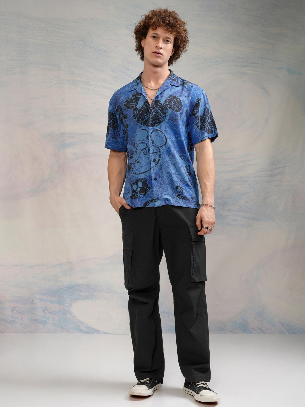 Disney By Highlander Men Blue Mickey Mouse Printed Relaxed Fit Casual Shirt - Blue - Image 3