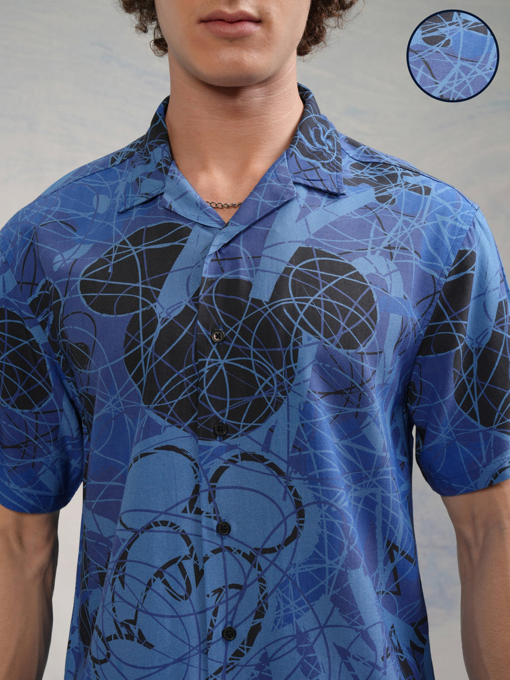 Disney By Highlander Men Blue Mickey Mouse Printed Relaxed Fit Casual Shirt - Blue - Image 5
