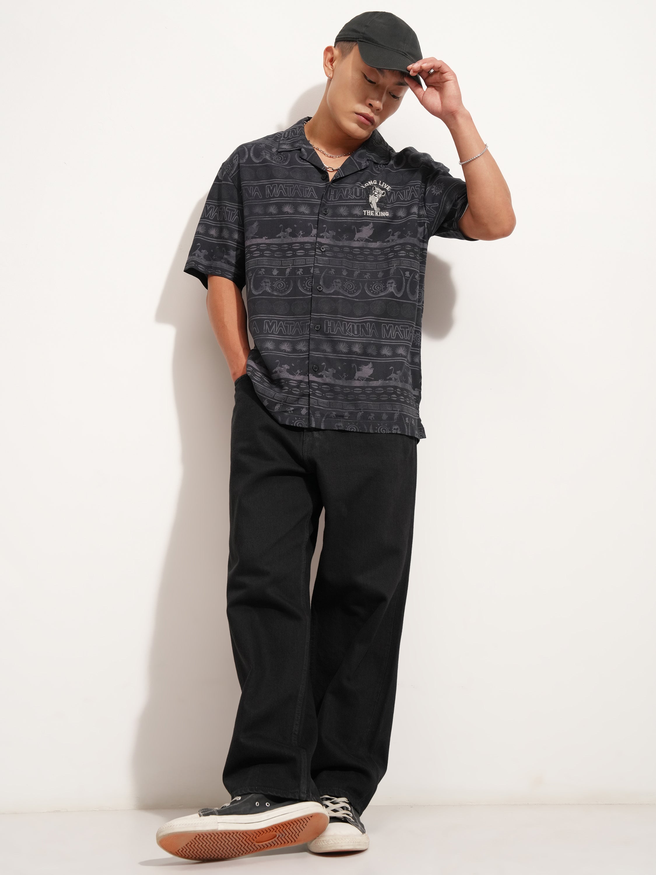 Disney By Highlander Men Black Lion King Printed Relaxed Fit Casual Shirt - Black - Image 2
