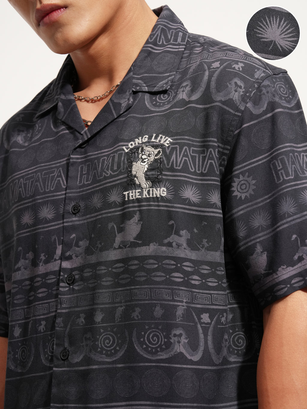 Disney By Highlander Men Black Lion King Printed Relaxed Fit Casual Shirt - Black - Image 5