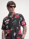 Disney By Highlander Men Black Mickey Mouse Printed Relaxed Fit Casual Shirt - Black - Image 1