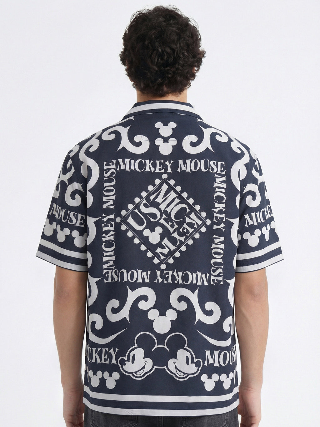 Disney By Highlander Men Black Mickey Mouse Printed Relaxed Fit Casual Shirt - Black - Image 3