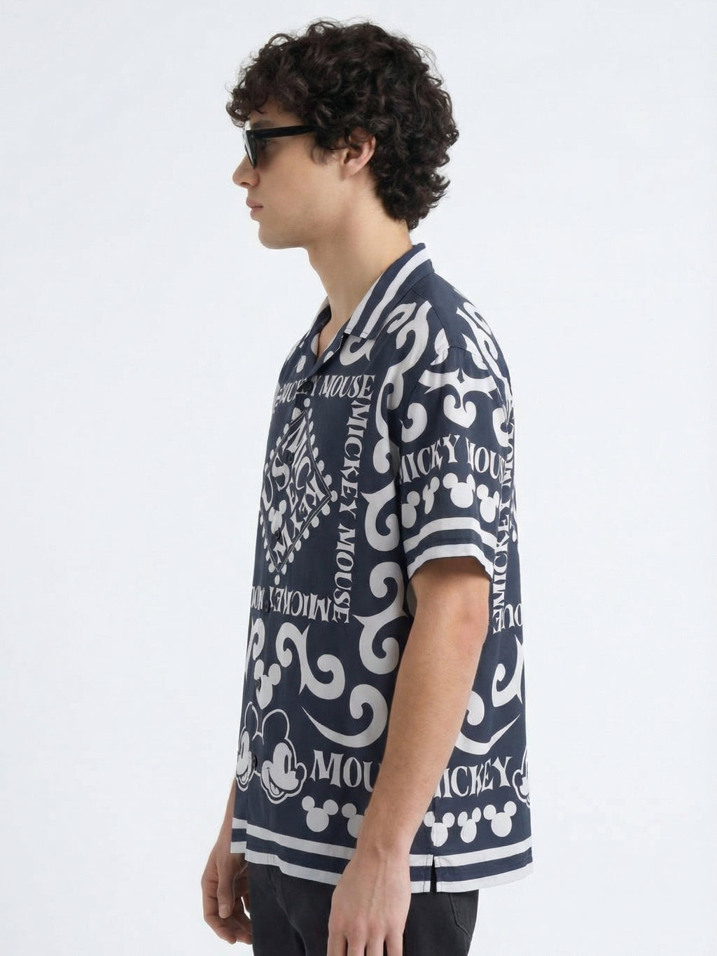 Disney By Highlander Men Black Mickey Mouse Printed Relaxed Fit Casual Shirt - Black - Image 4
