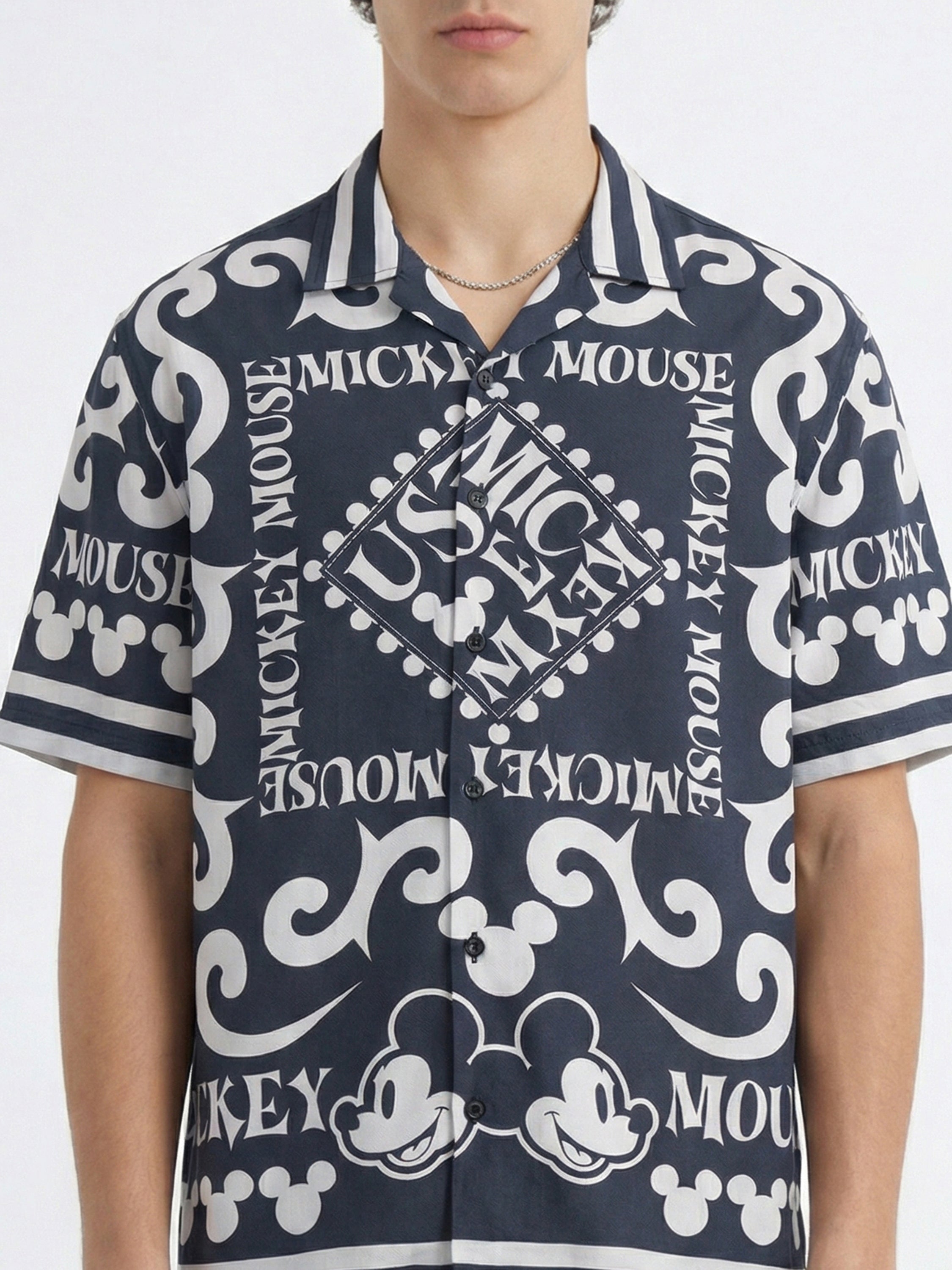 Disney By Highlander Men Black Mickey Mouse Printed Relaxed Fit Casual Shirt - Black - Image 5