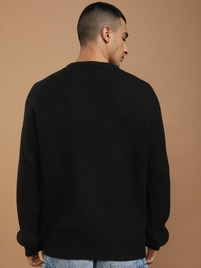 Disney By Highlander Men Black Donald Duck Round Neck Pullover Sweater - Black - Image 3