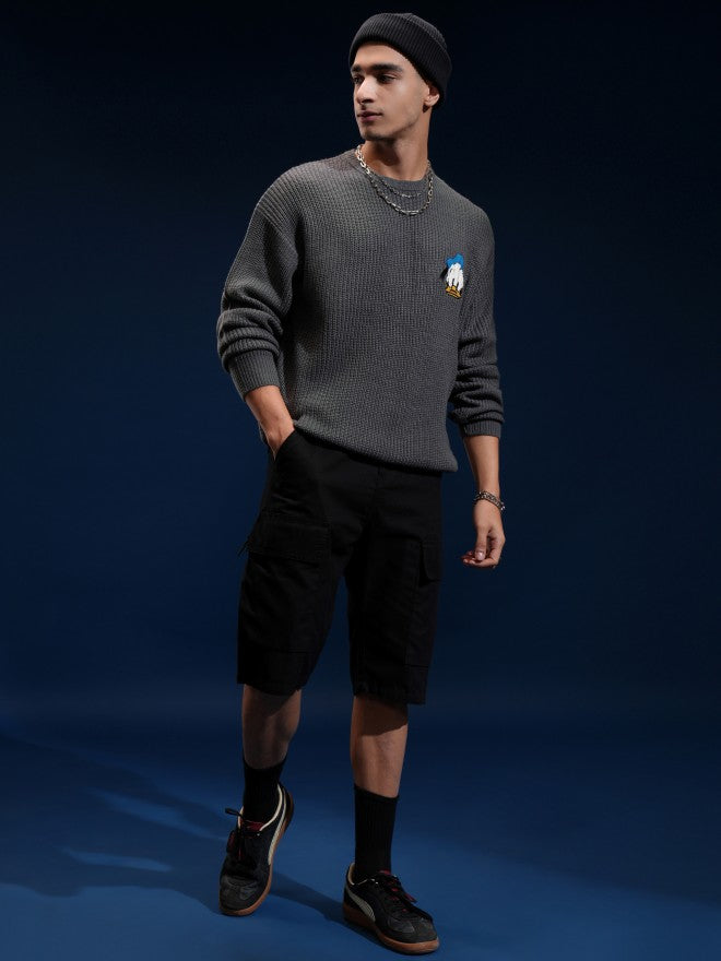 Disney By Highlander Men Grey Donald Duck Round Neck Pullover Sweater - Grey - Image 2