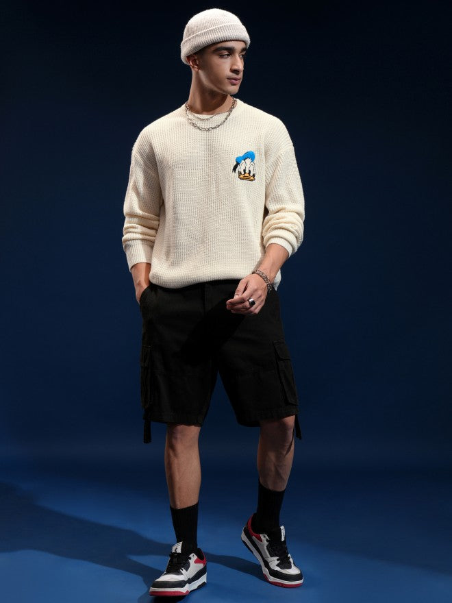 Disney By Highlander Men Off White Donald Duck Round Neck Pullover Sweater - Off White - Image 2