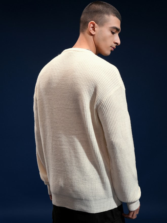 Disney By Highlander Men Off White Donald Duck Round Neck Pullover Sweater - Off White - Image 3