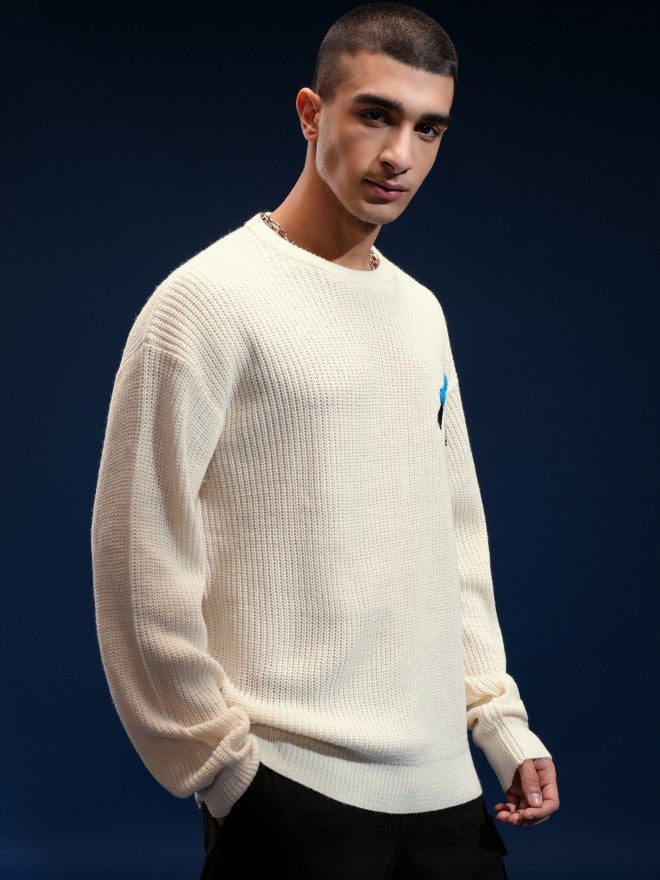 Disney By Highlander Men Off White Donald Duck Round Neck Pullover Sweater - Off White - Image 6
