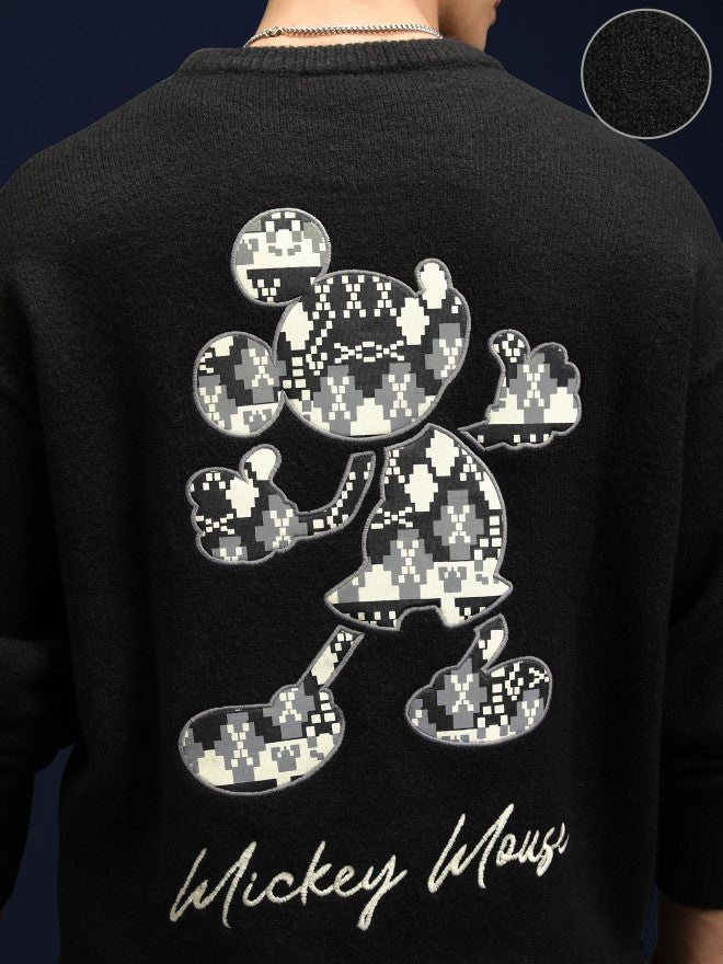Disney By Highlander Men Black Mickey Mouse Round Neck Pullover Sweater - Black - Image 5