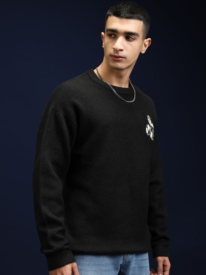 Disney By Highlander Men Black Mickey Mouse Round Neck Pullover Sweater - Black - Image 6