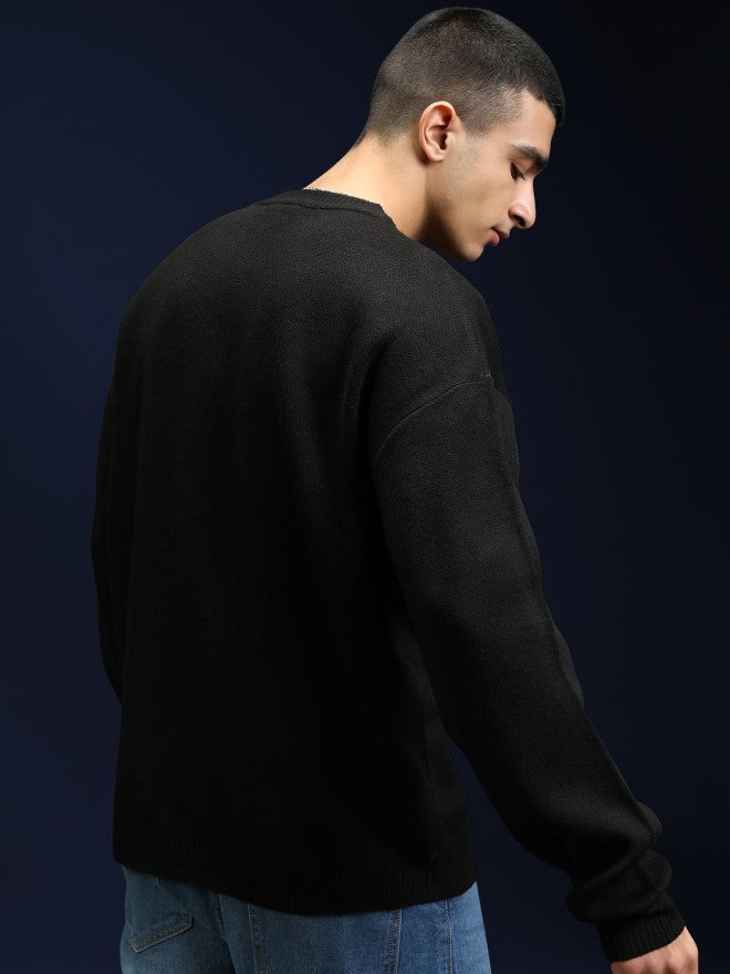 Disney By Highlander Men Black Donald Duck Round Neck Pullover Sweater - Black - Image 3