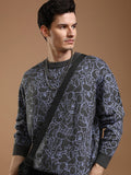 Disney By Highlander Men Grey Mickey Mouse Round Neck Pullover Sweater - Grey - Image 1