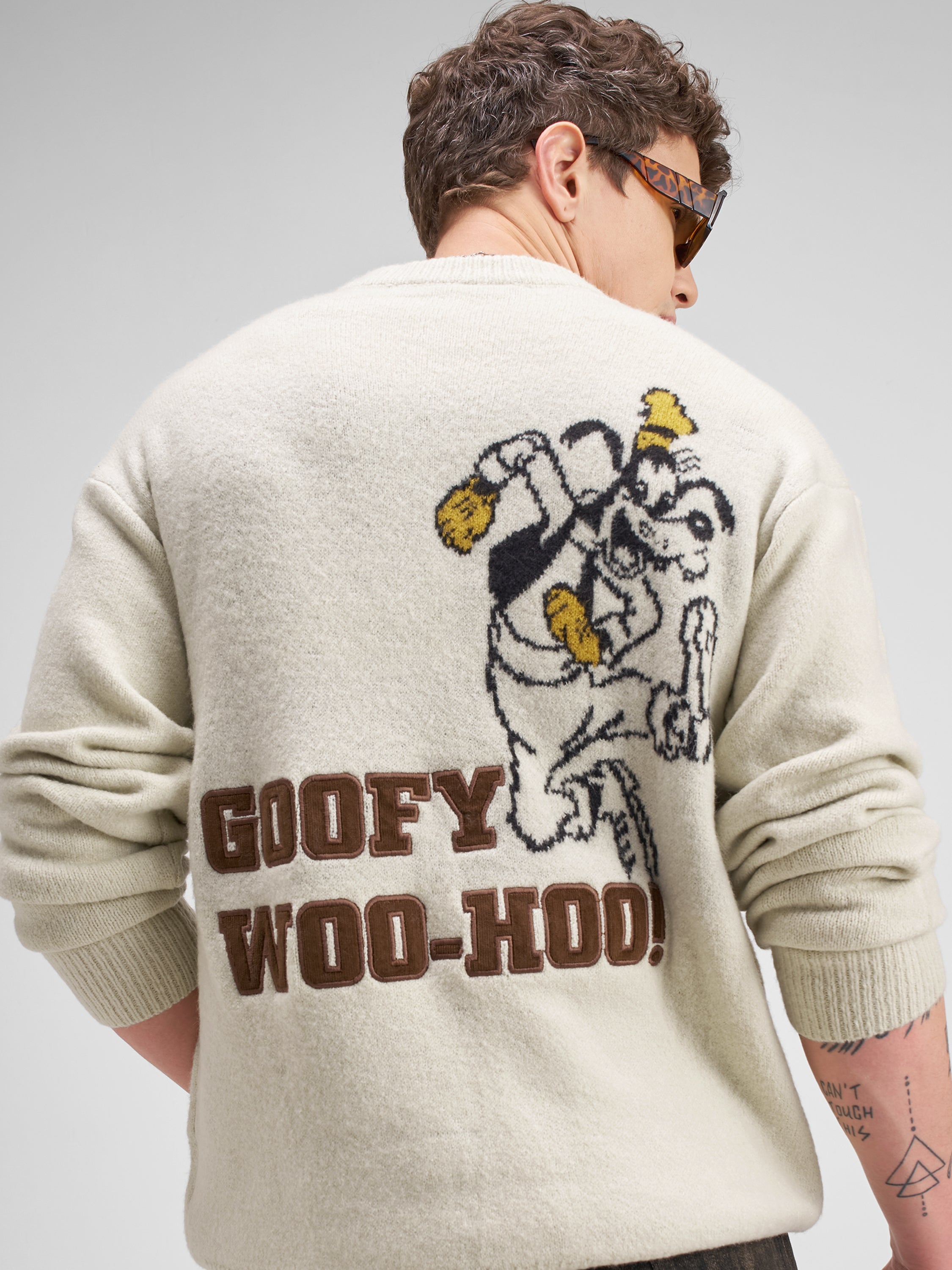 Disney Highlander Men Cream Round Neck Pullover Sweater - Cream - Image 1