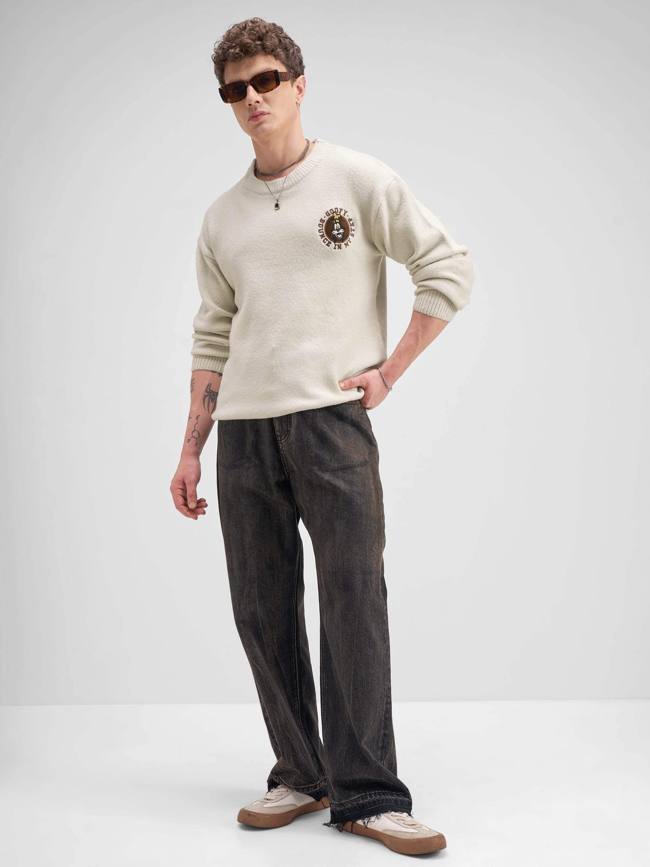 Disney Highlander Men Cream Round Neck Pullover Sweater - Cream - Image 2