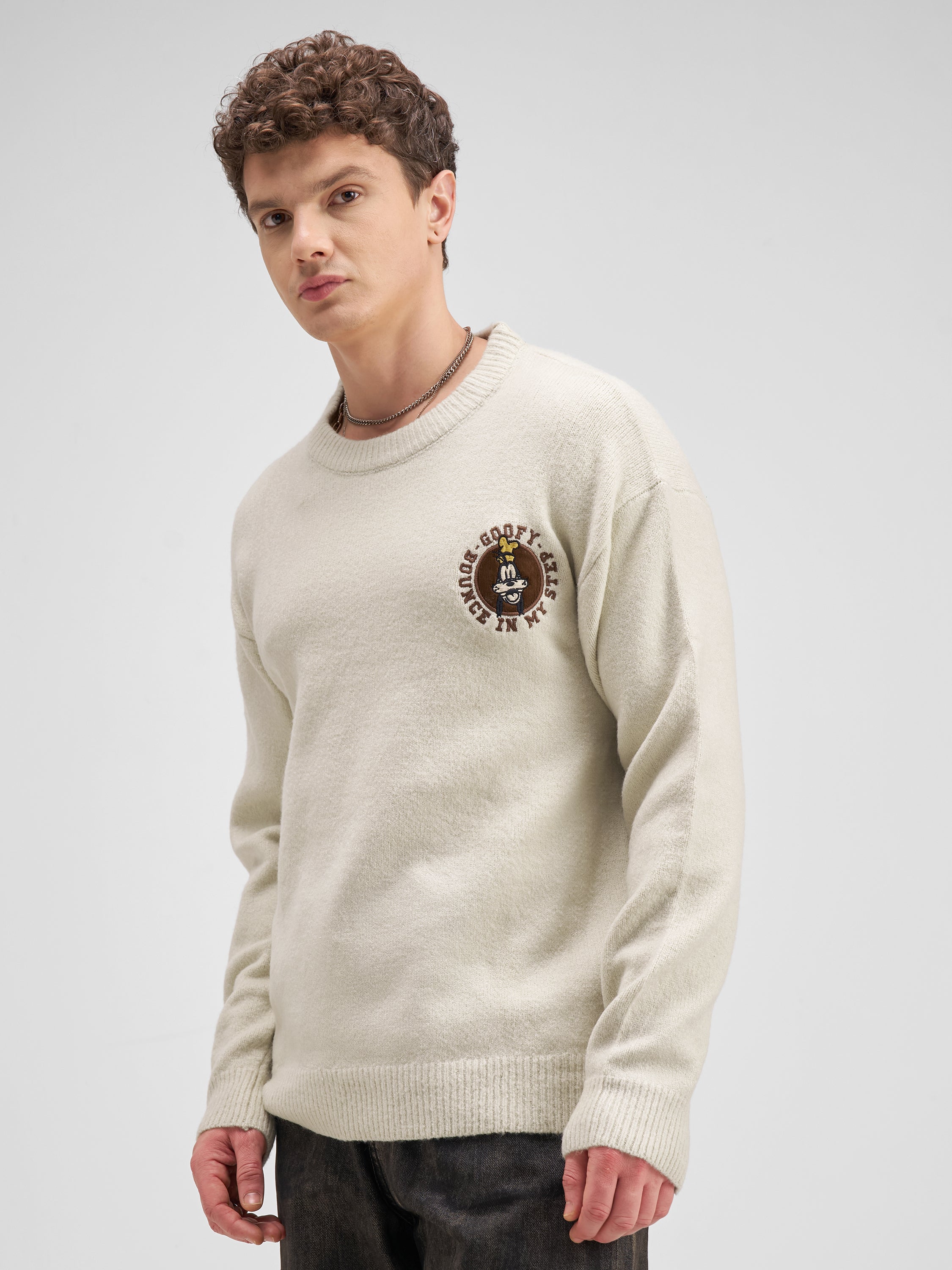 Disney Highlander Men Cream Round Neck Pullover Sweater - Cream - Image 4