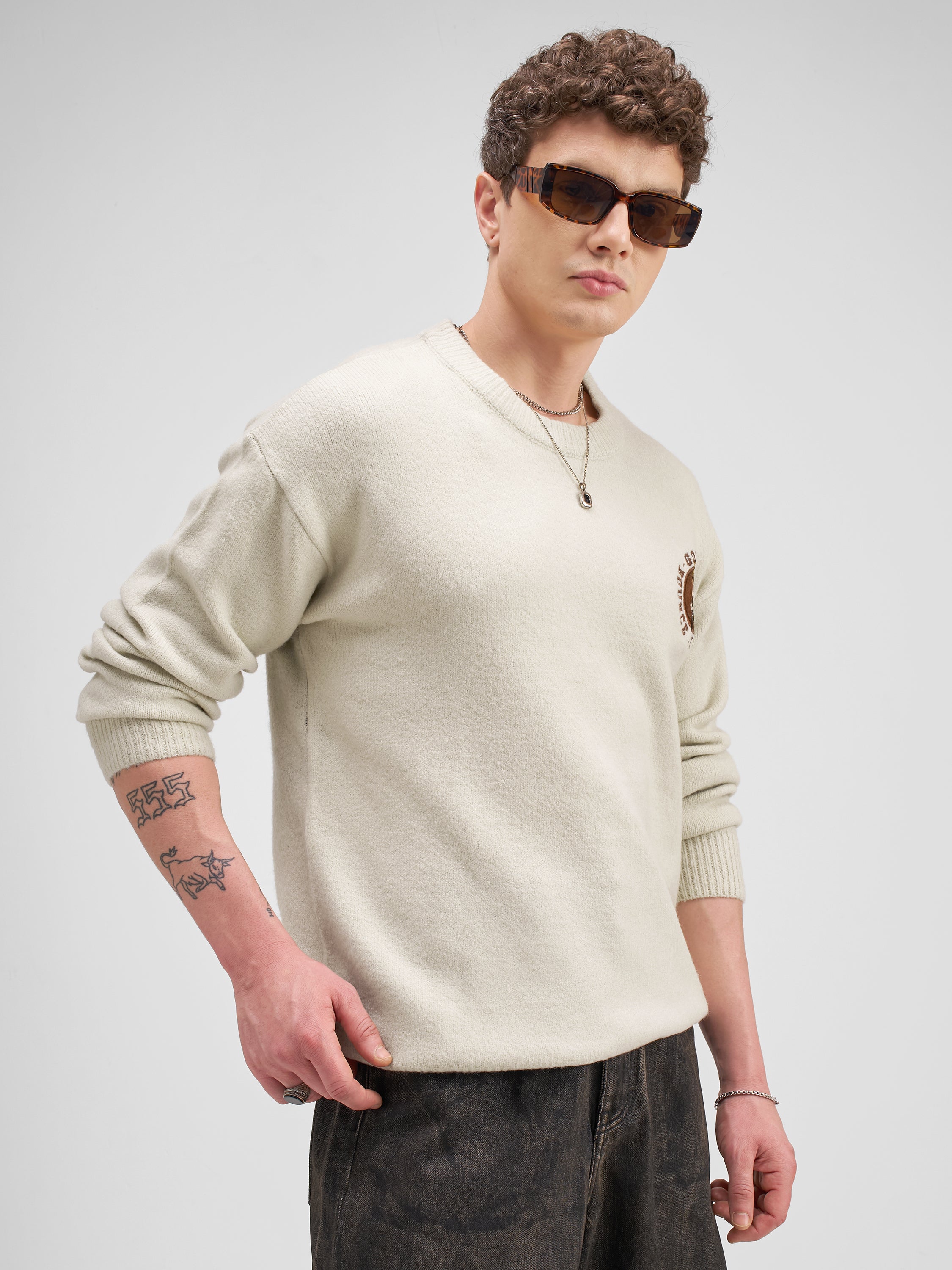 Disney Highlander Men Cream Round Neck Pullover Sweater - Cream - Image 6