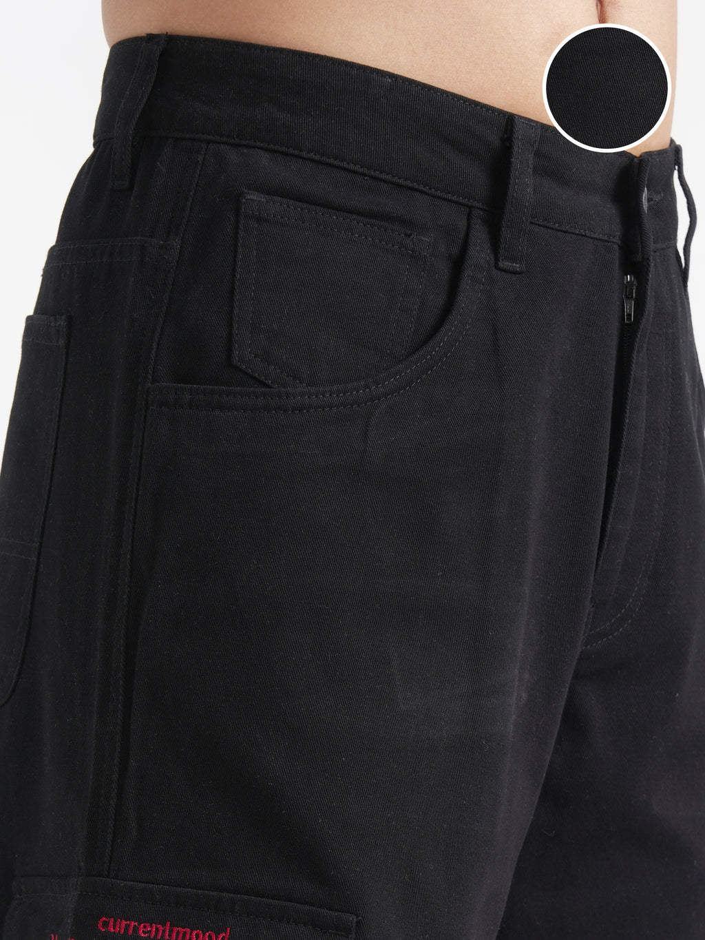 Disney By Highlander Men Black Mickey Mouse Loose Fit Solid Cargos - Black - Image 5