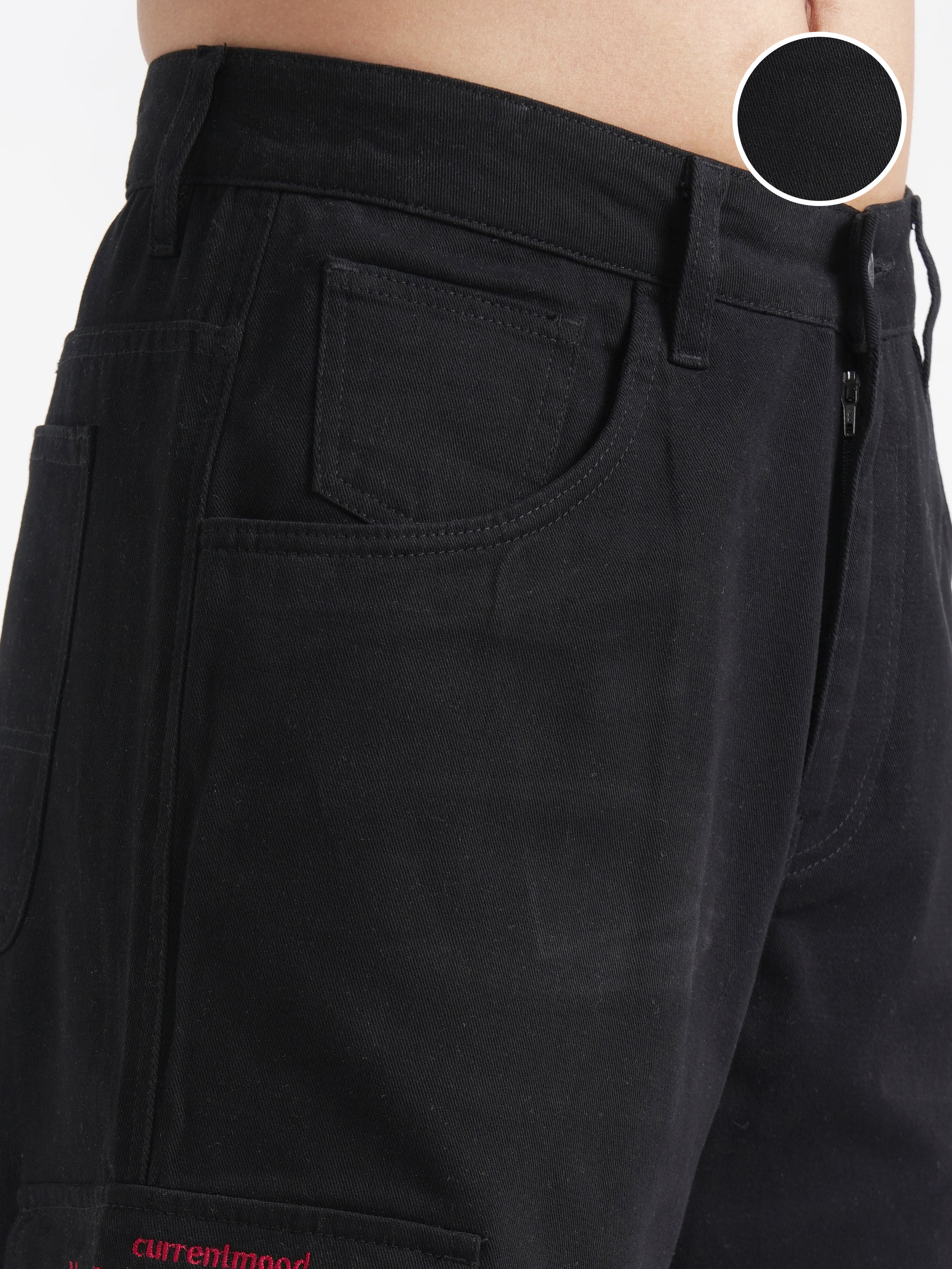 Disney By Highlander Men Black Mickey Mouse Loose Fit Solid Cargos - Black - Image 5