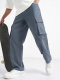 Disney By Highlander Men Blue Mickey Mouse Loose Fit Solid Cargos - Blue - Image 1