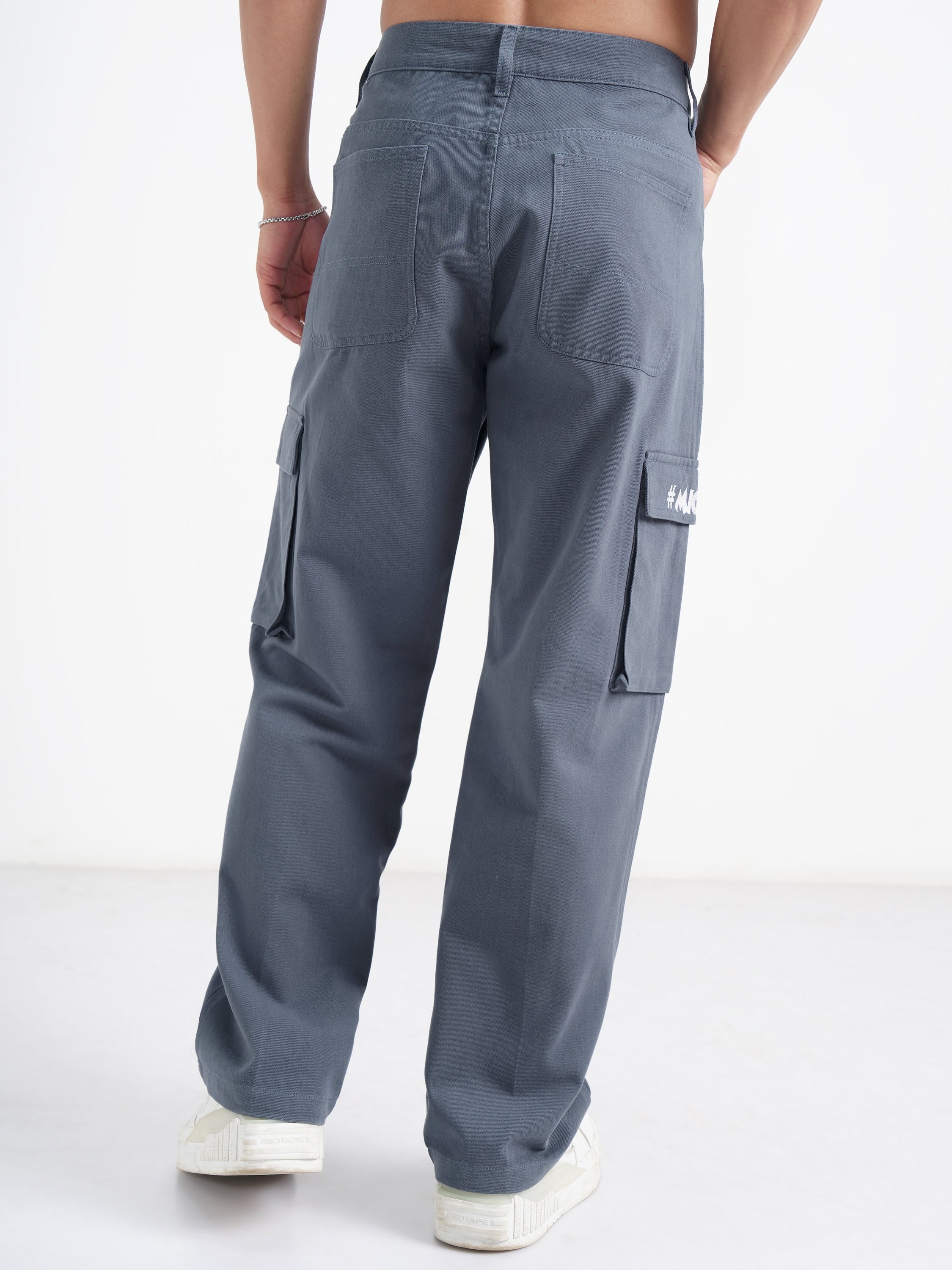 Disney By Highlander Men Blue Mickey Mouse Loose Fit Solid Cargos - Blue - Image 3