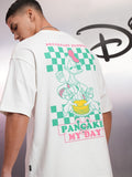 Disney By Highlander Men White Donald Duck Printed Round Neck Oversized Fit T-Shirt - White - Image 1