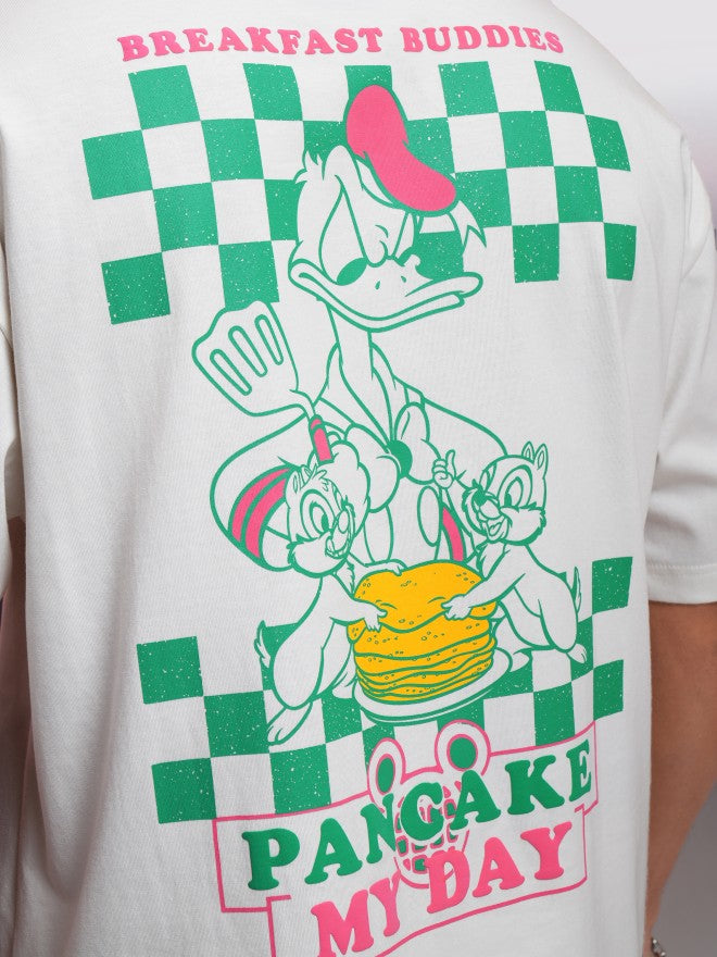 Disney By Highlander Men White Donald Duck Printed Round Neck Oversized Fit T-Shirt - White - Image 7