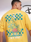 Disney By Highlander Men Yellow Donald Duck Printed Round Neck Oversized Fit T-Shirt - Yellow - Image 1