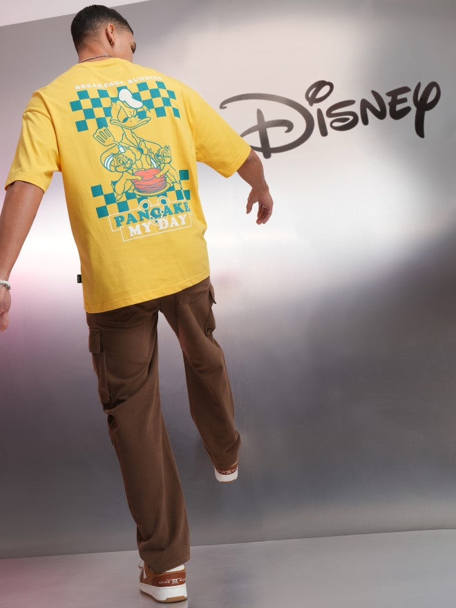 Disney By Highlander Men Yellow Donald Duck Printed Round Neck Oversized Fit T-Shirt - Yellow - Image 2
