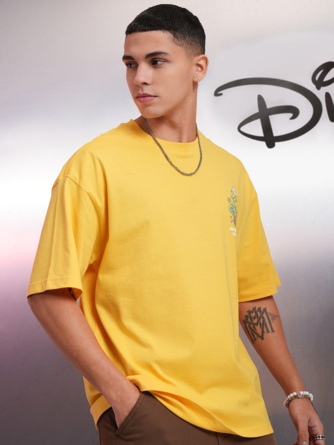 Disney By Highlander Men Yellow Donald Duck Printed Round Neck Oversized Fit T-Shirt - Yellow - Image 6