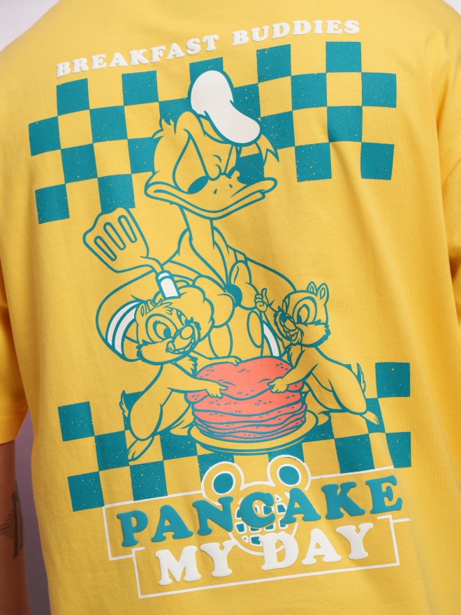 Disney By Highlander Men Yellow Donald Duck Printed Round Neck Oversized Fit T-Shirt - Yellow - Image 7
